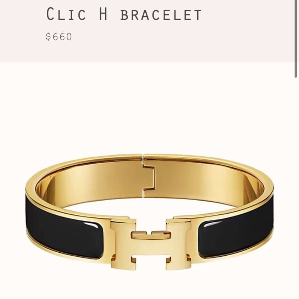 Hermès clic H noir gold plated bracelet made in France